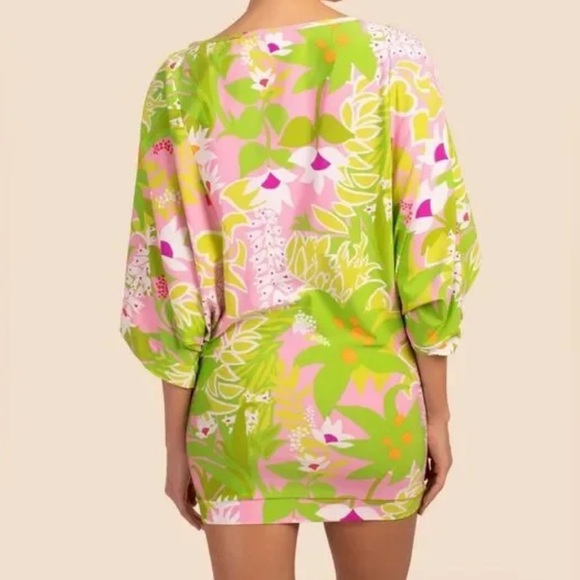 Trina Turk La Palma Swim Tunic Dress Cover Up Beach Cruise Lime Green Medium - Picture 9 of 9